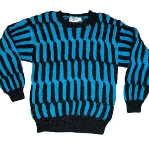 VINTAGE 80s Saturdays chunky knit Abstract Wool Blend Sweater size large